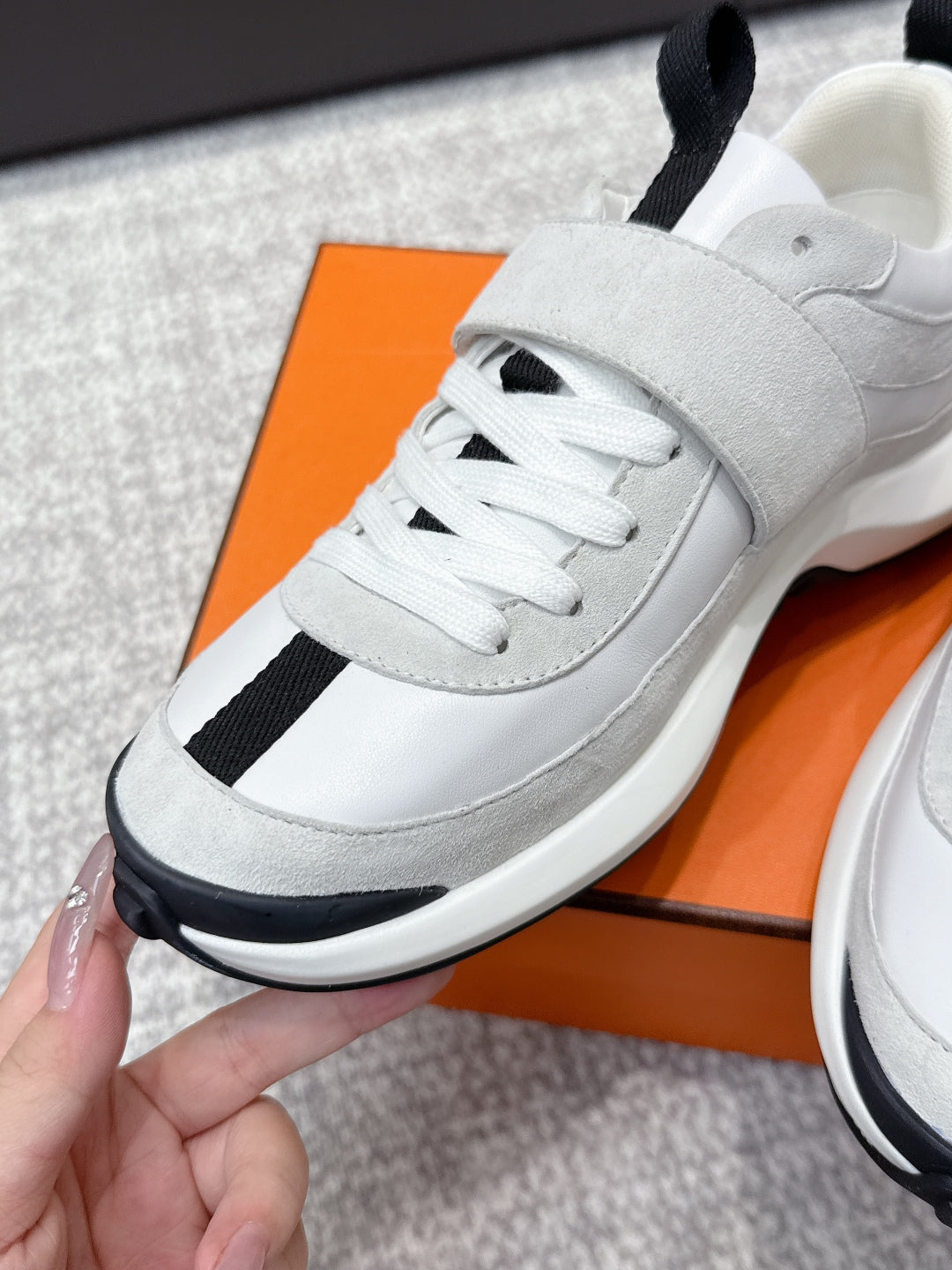HM 25s Loop Sneaker Gray White  Suede Lamskin 462188