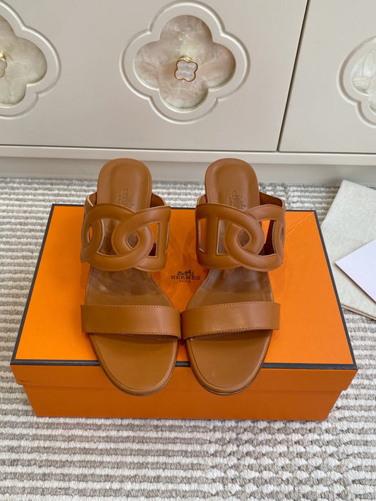 HM Lipari Sandal 7cm Tan Leather 776545