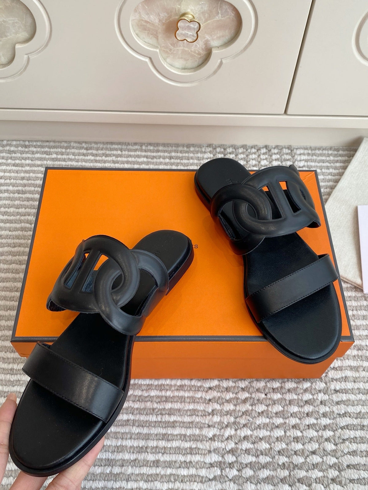 HM Lagune Sandal Black Leather 776546