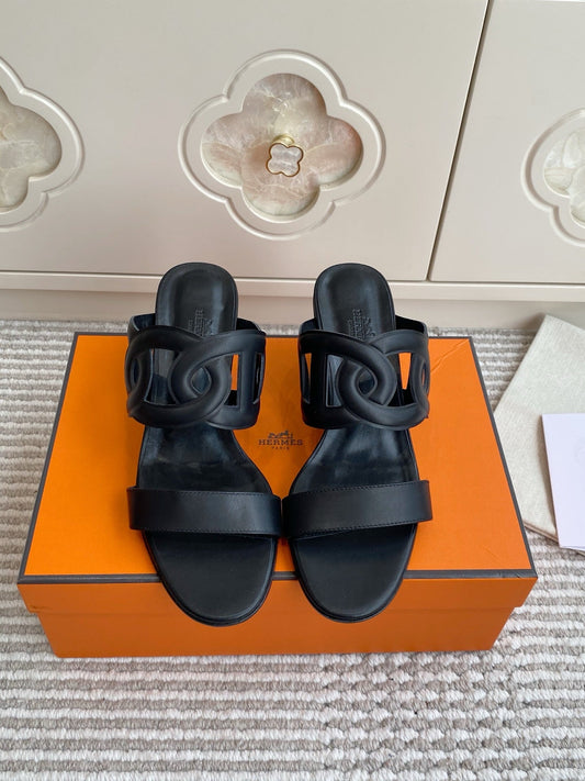 HM Lipari Sandal 7cm Black Leather 776547