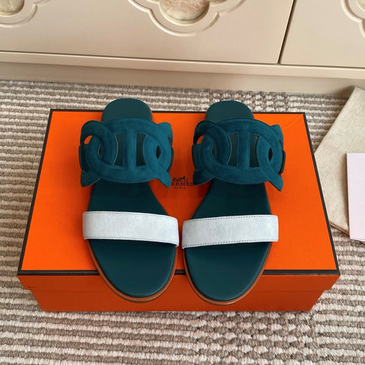HM Lagune Sandal Teal Green Suede 776536