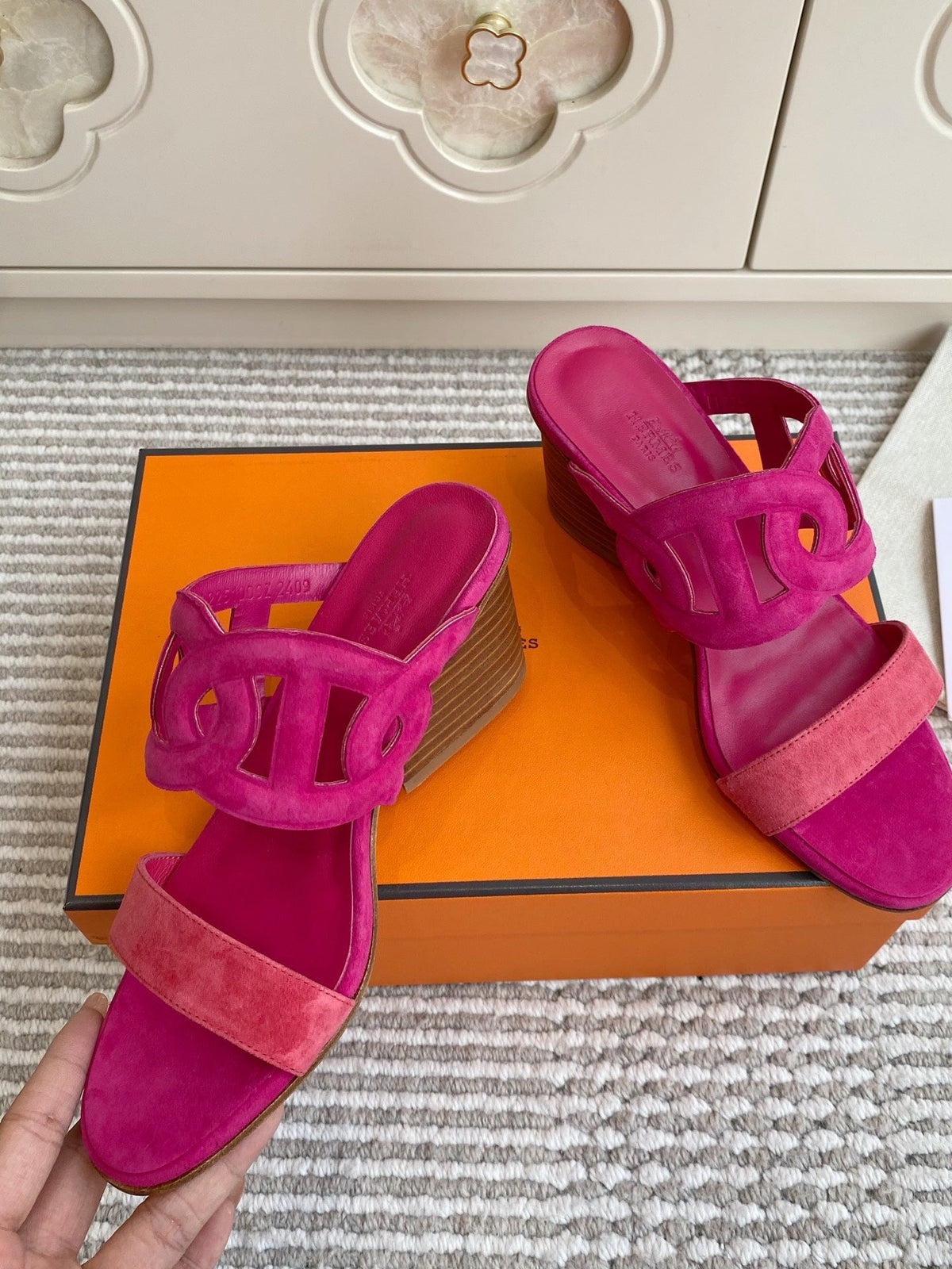 HM Lipari Sandal 7cm Hot Pink Suede 776541