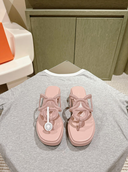 HM  Gipsy  Sandals 50mm Pink Sheepskin 484749