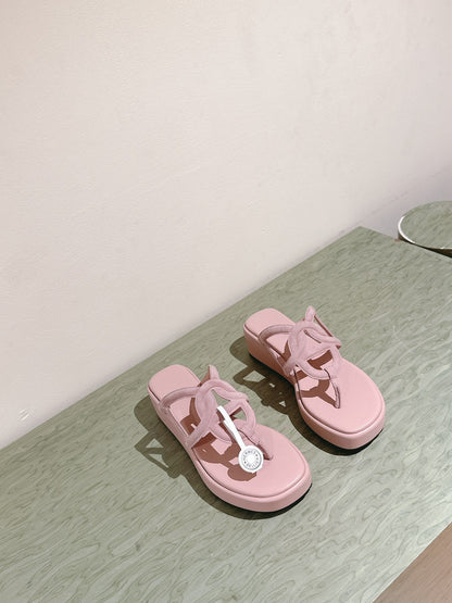 HM  Gipsy  Sandals 50mm Pink Sheepskin 484749