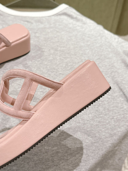 HM  Gipsy  Sandals 50mm Pink Sheepskin 484749