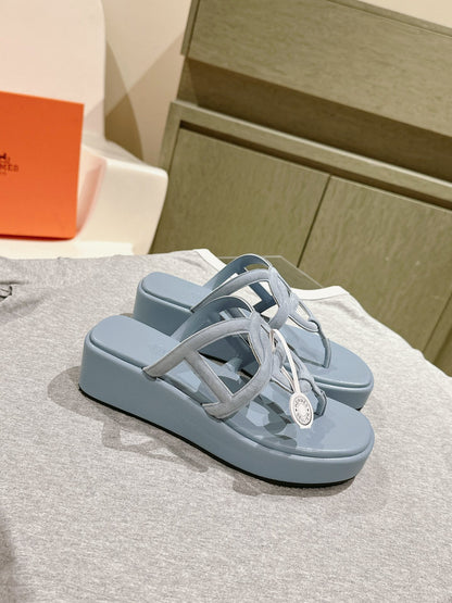 HM  Gipsy  Sandals 50mm Blue Sheepskin 484750