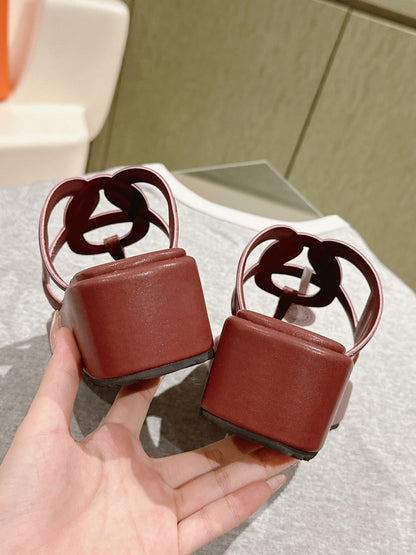 HM  Gipsy  Sandals 50mm Reddish-brown Sheepskin 484755