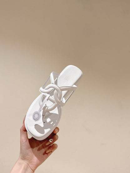 HM  Gipsy  Sandals 50mm White Sheepskin 484756