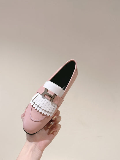 HM Mocassins Royal Loafers  Muted Pink White Sheepskin 445006