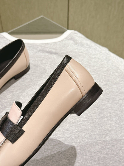 HM Mocassins Royal Loafers Black Beige Sheepskin 445009