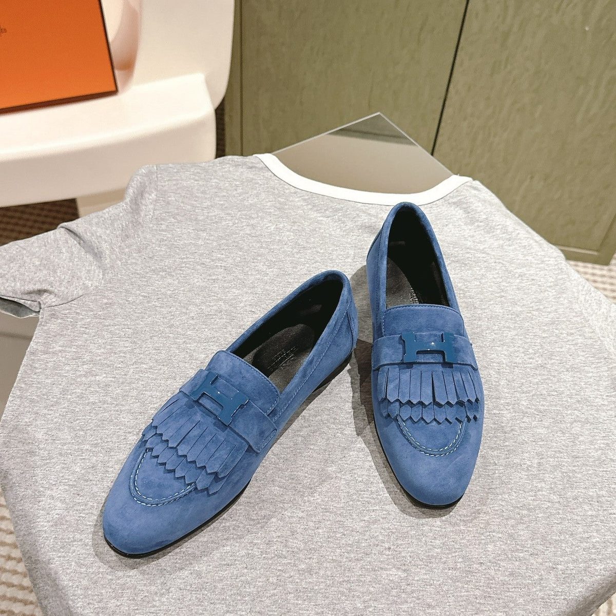 HM Mocassins Royal Loafers Blue Suede 445016