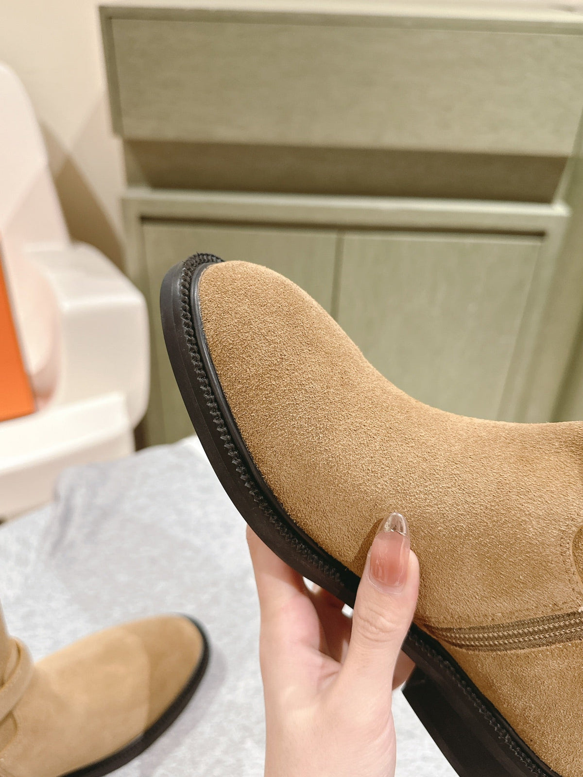 HM 24ss Kelly Martin Long Boots 35mm Beige Suede 445503