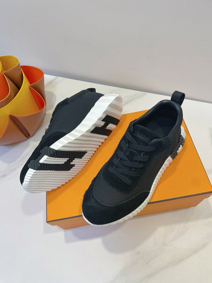 HM Bouncing sneaker Black mix White Fabric with Suede 212277