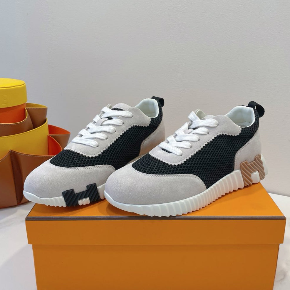 HM Bouncing sneaker Beige Gray mix Black Fabric with Suede 212284