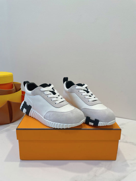HM Bouncing sneaker Beige Grey mix White Calfskin and Suede 212288