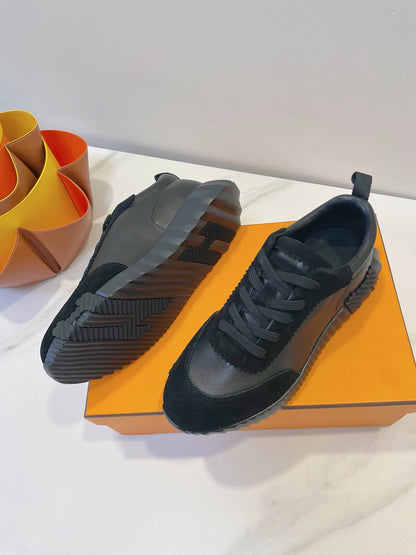 HM Bouncing sneaker Black Calfskin and Suede 212289