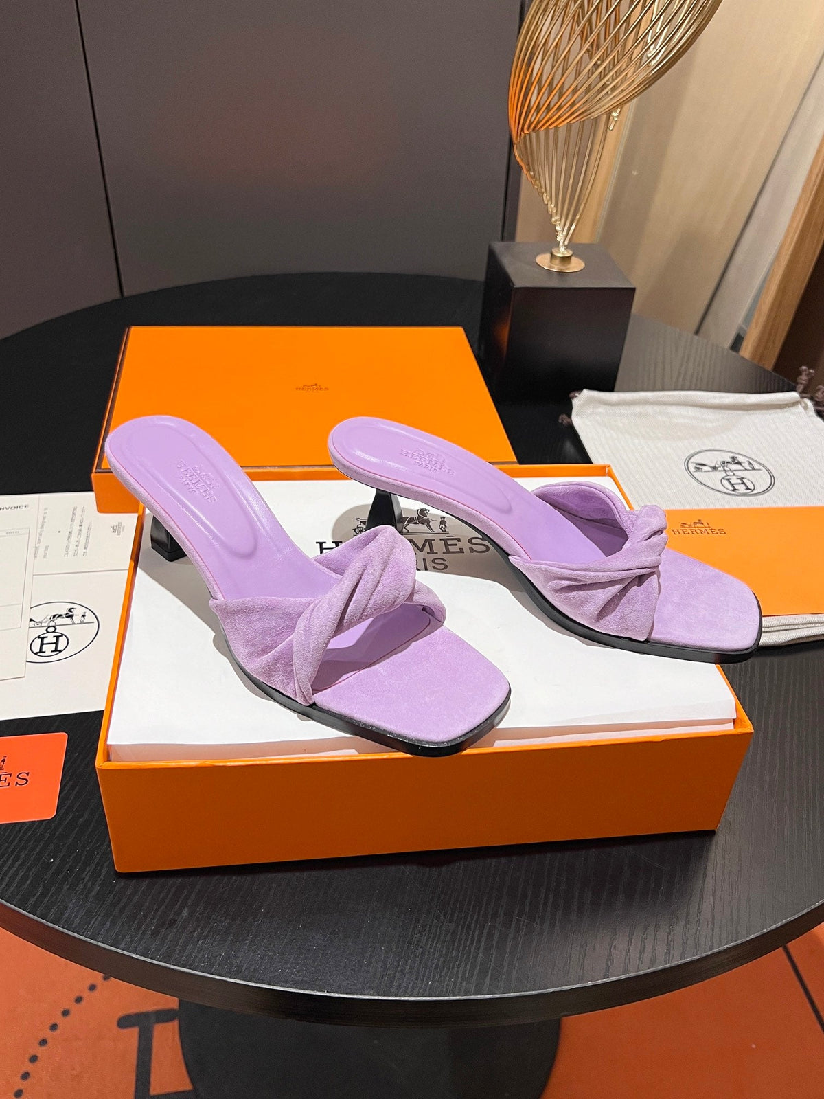 HM Giny Sandal 5.5 Light Pink Suede Calfskin 680060