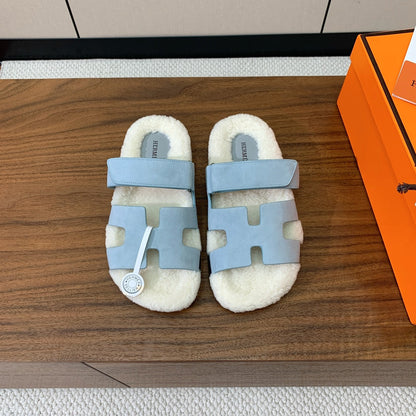 HM Chypre Sandal Cloud Blue Mix White Wool And Cowhide Lining  984208