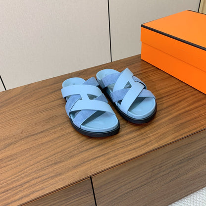 HM Kazimir Sandal Light Blue Suede Calfskin 293992