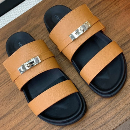 HM Jackson Sandal Brown Orange Cowhide 294061