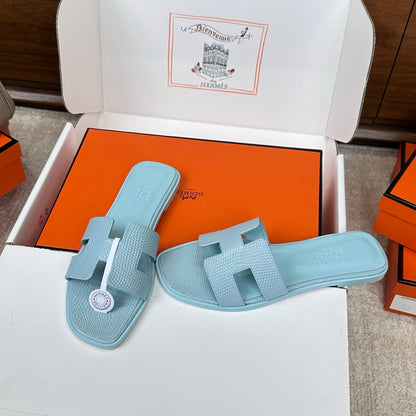 HM Oran Sandal Light Blue Embossed Lizard Leather 802368