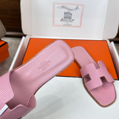 HM Oran Sandal Light Pink Embossed Lizard Leather 802371