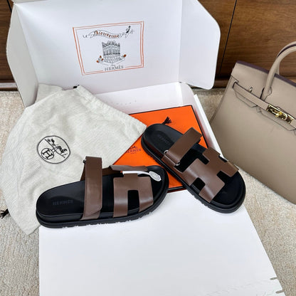 HM Chypre Sandal Black Coffee Leather 862401