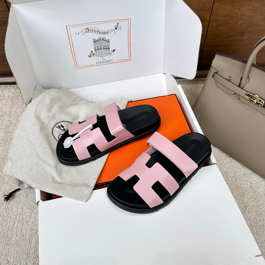 HM Chypre Sandal Black Light Pink Leather 862402