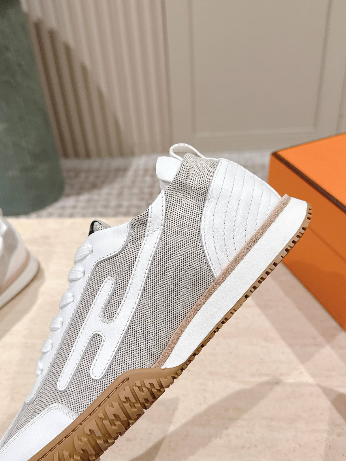 HM Jet Sneaker White Light Grey Mesh Calfskin 583755