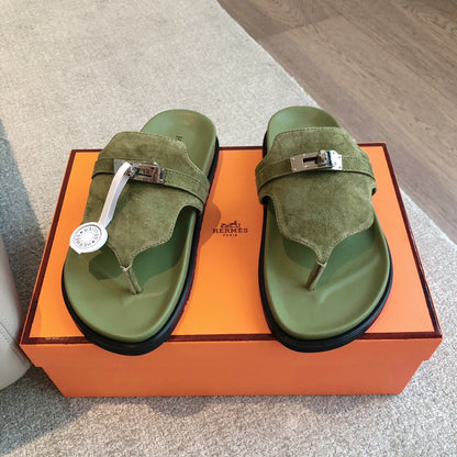 Empire Sandal Olive Lambskin Suede Goatskin