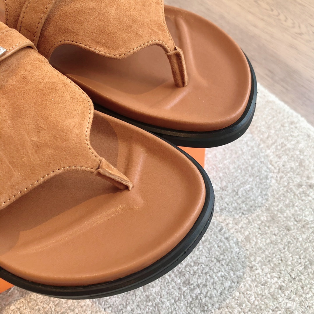 Empire Sandal Pumpkin Lambskin Suede Goatskin
