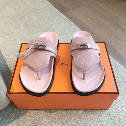 Empire Sandal Light Pink Lambskin Suede Goatskin
