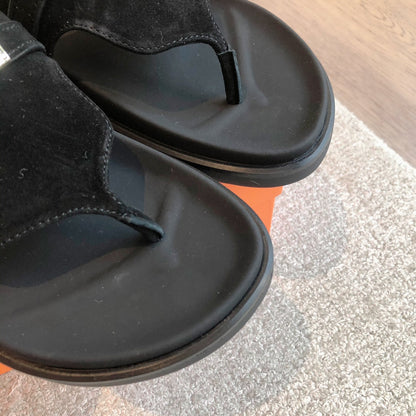 Empire Sandal Black Lambskin Suede Goatskin