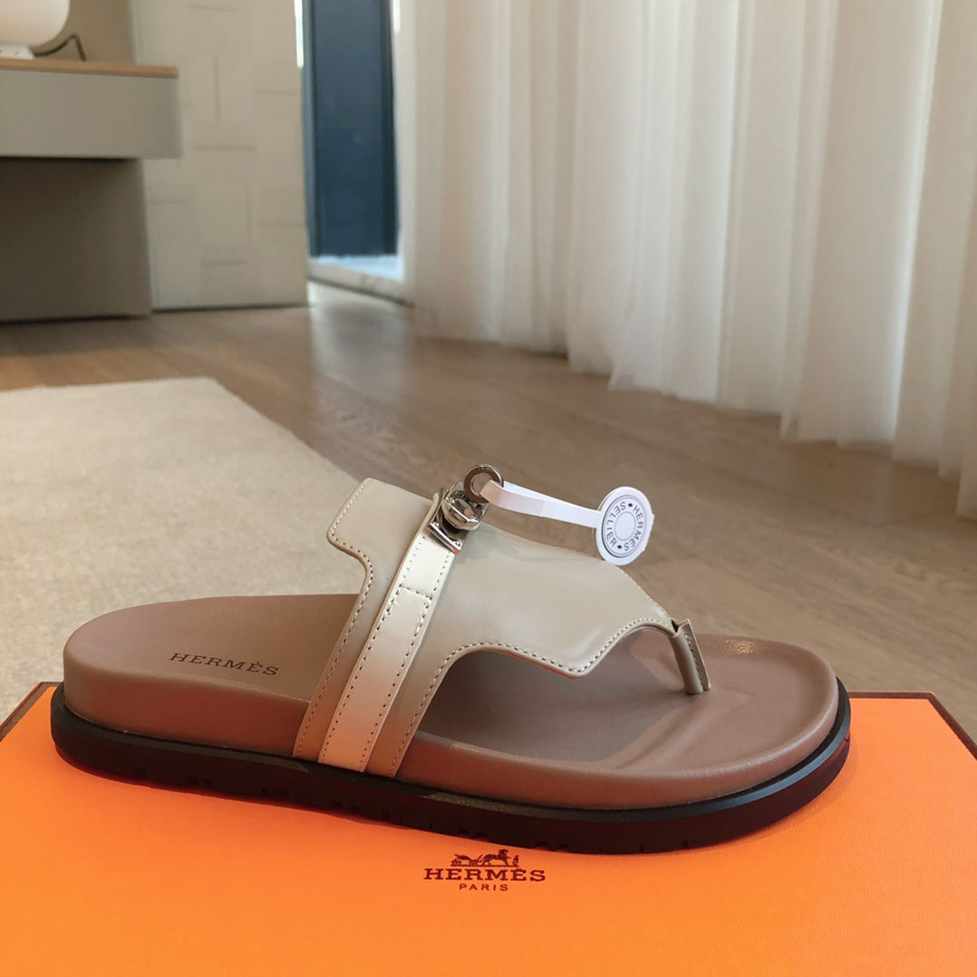Empire Sandal Soft Taupe Brown Goatskin