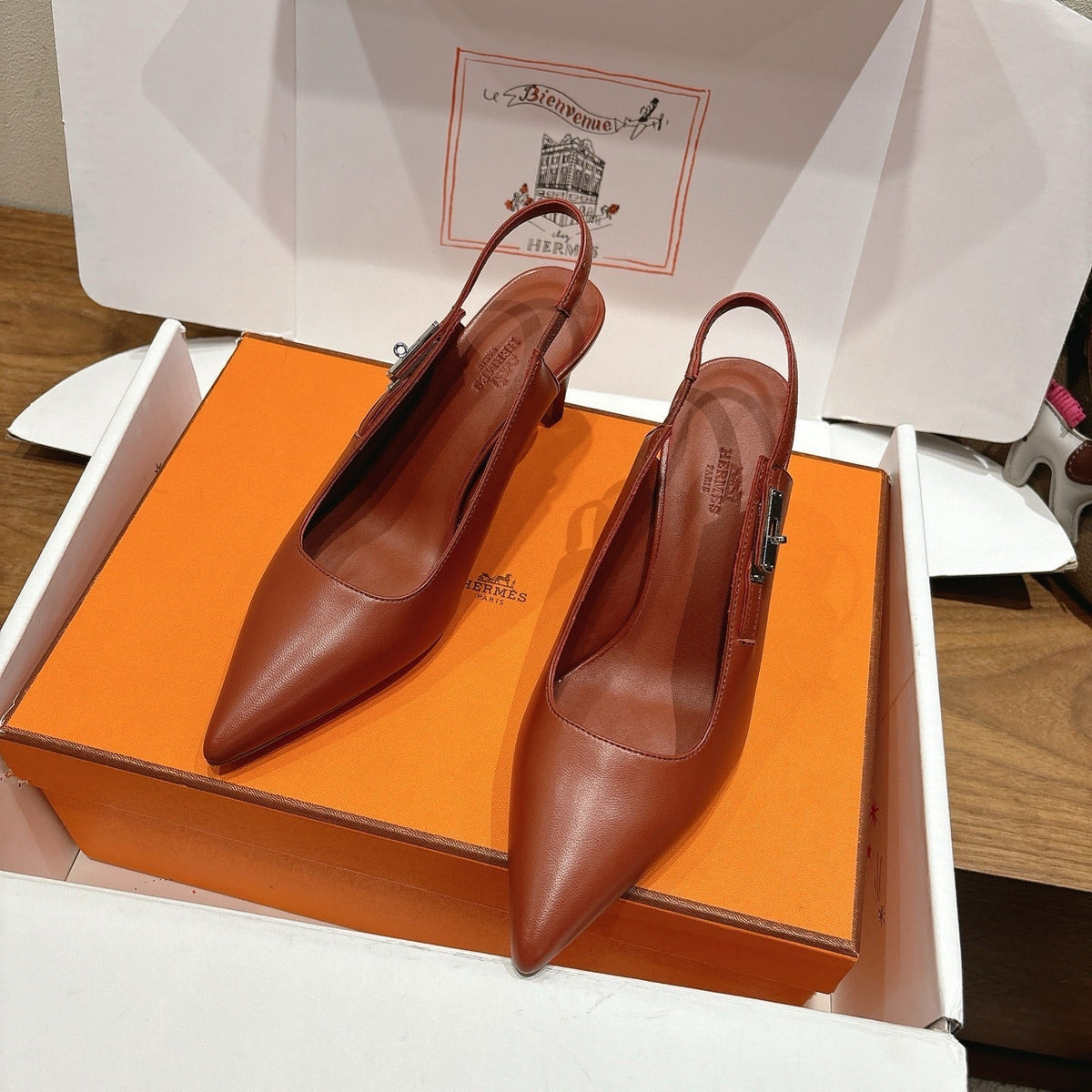 HM Lover Pump 80mm Brown Calfskin 429024