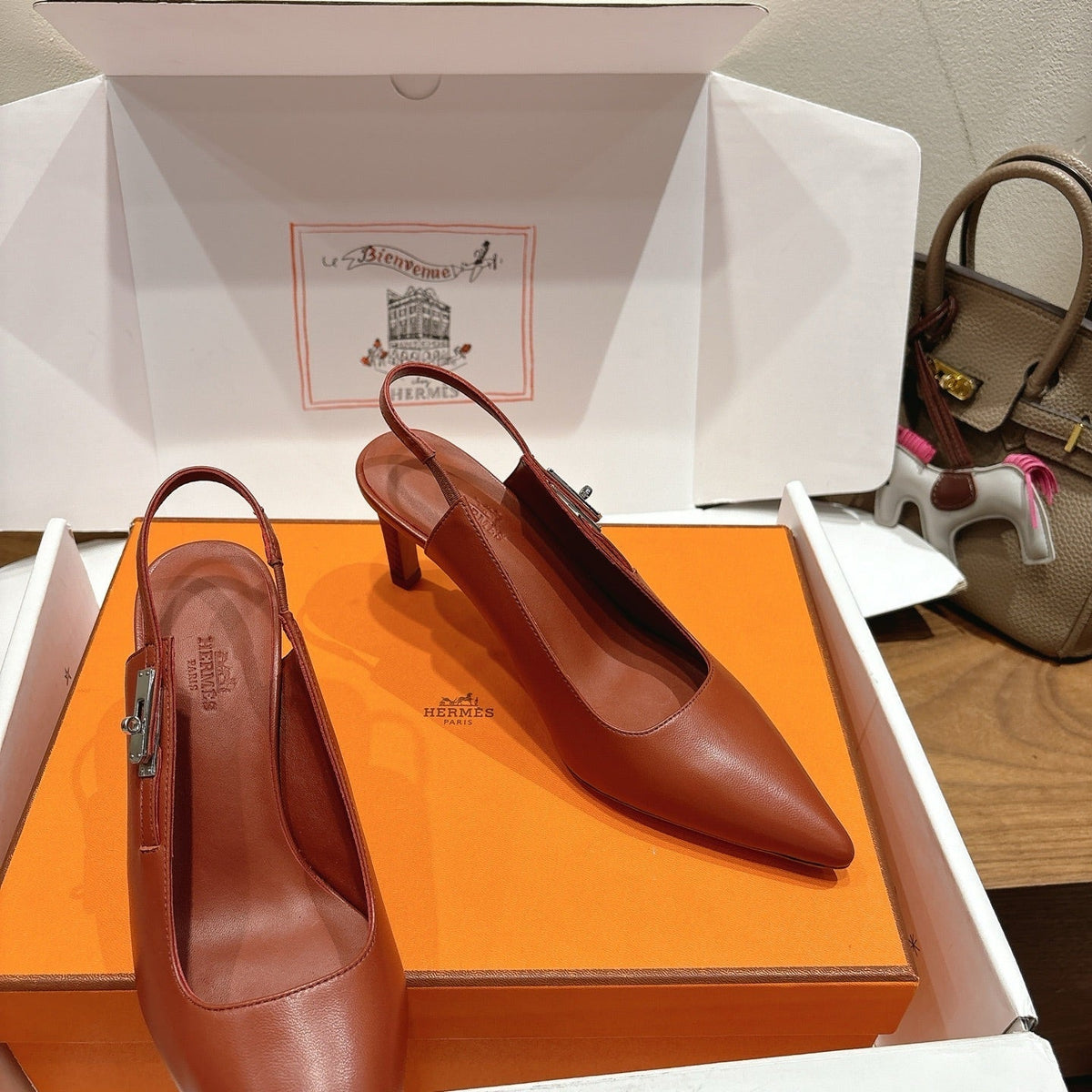 HM Lover Pump 80mm Brown Calfskin 429024
