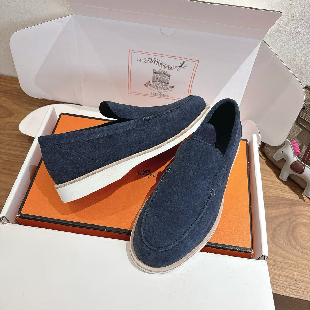HM Impact Loafers Charcoal Blue Suede 526165