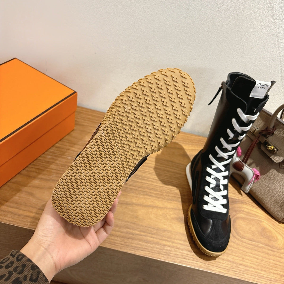 HM Lace Up Sneaker Black Suede Calfskin
