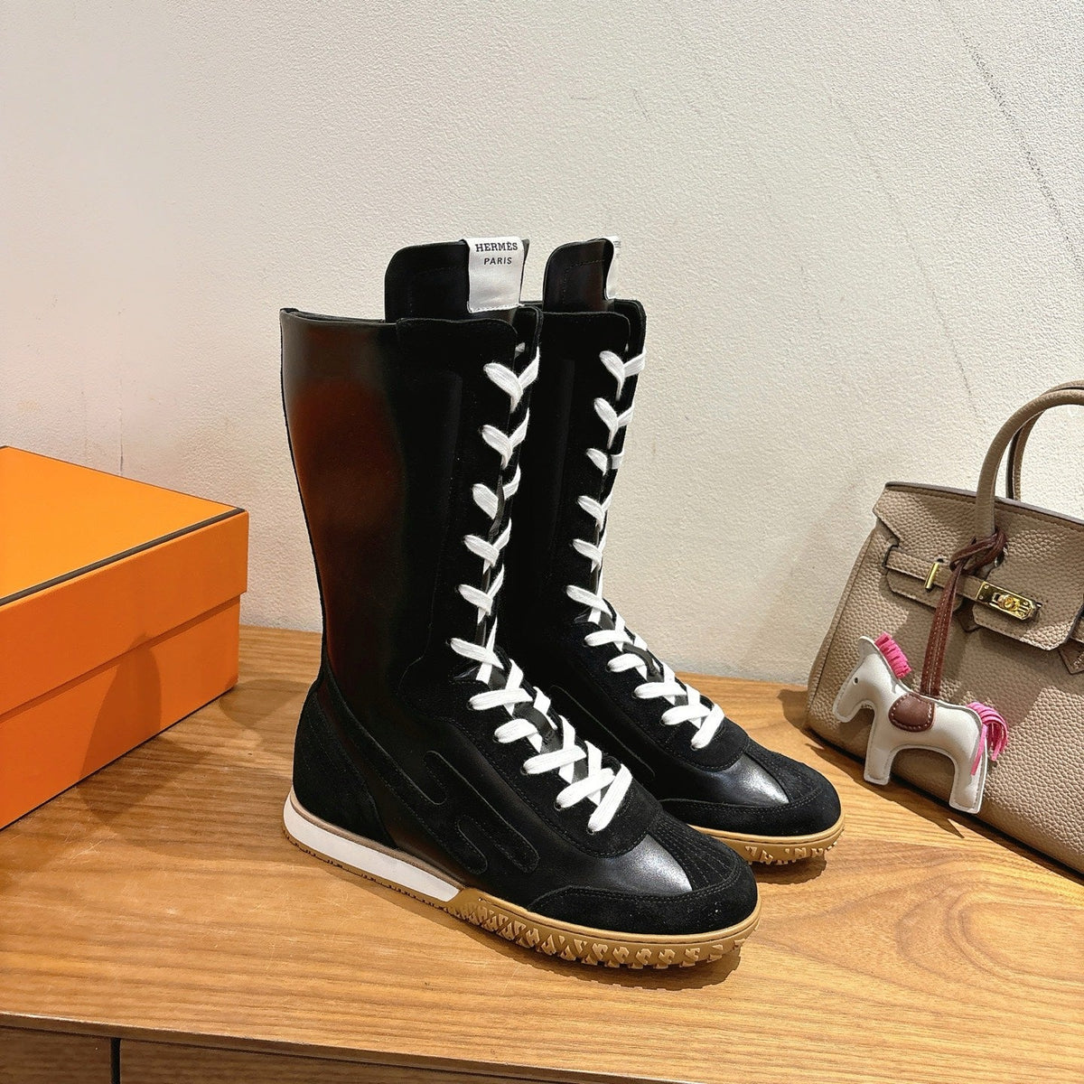 HM Lace Up Sneaker Black Suede Calfskin
