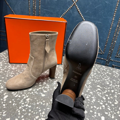 HM Lisa Ankle Boots 80mm Pale Tan Suede 531561
