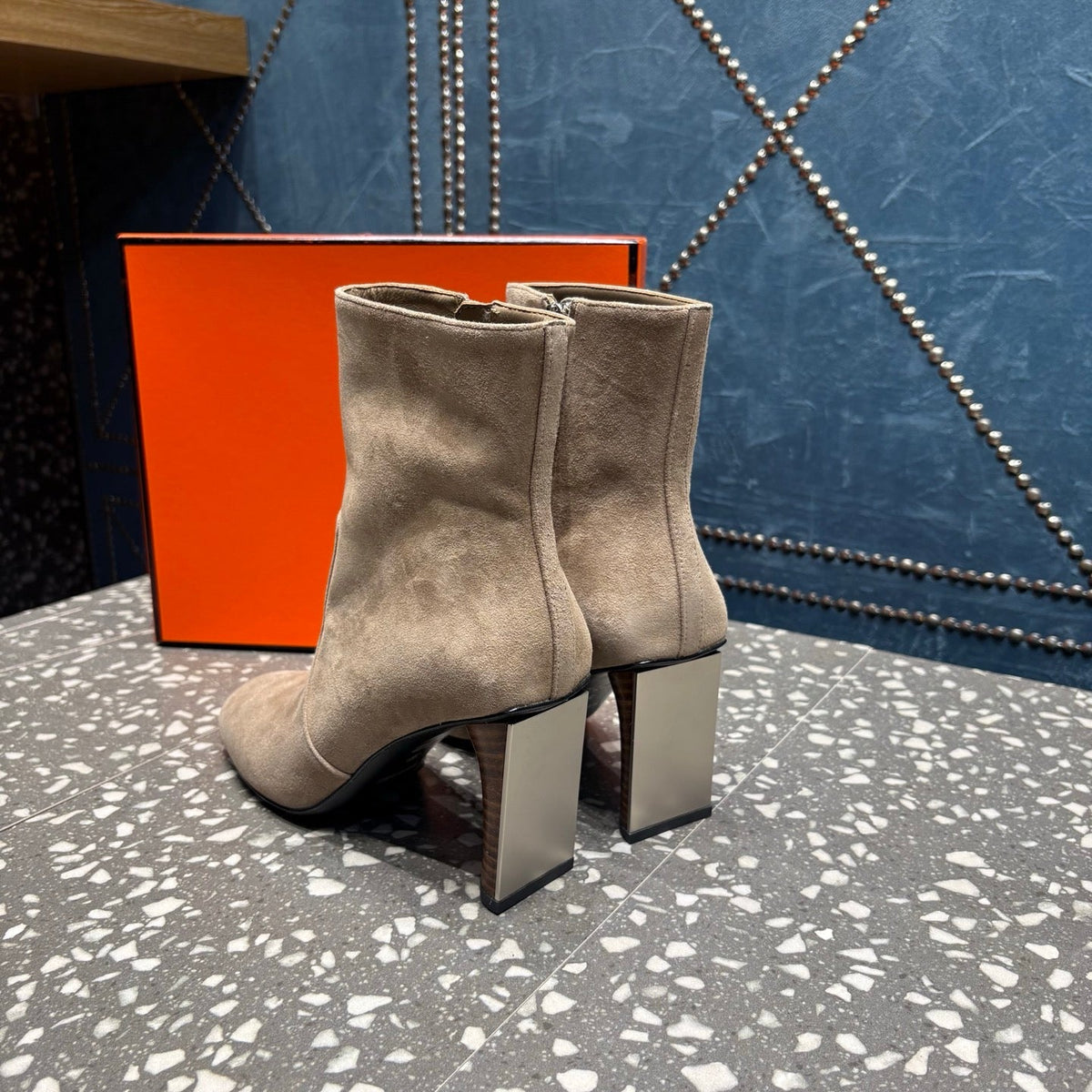 HM Lisa Ankle Boots 80mm Pale Tan Suede 531561