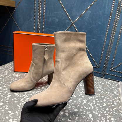 HM Lisa Ankle Boots 80mm Pale Tan Suede 531561