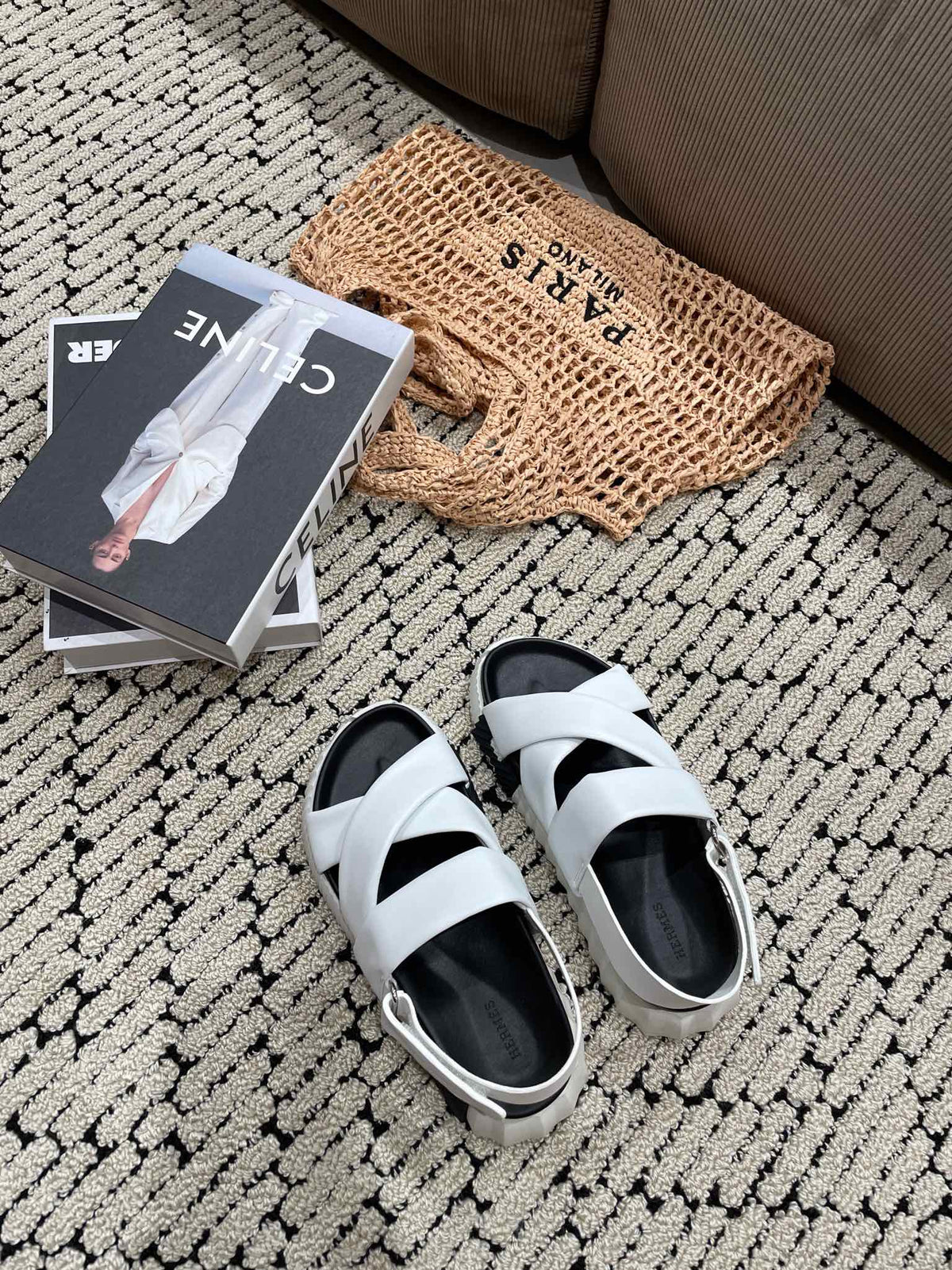 ELECTRIC SANDAL BLACK MIX WHITE CALFSKIN