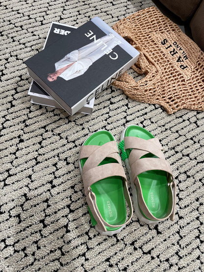 ELECTRIC SANDAL GREEN MIX LIGHT GRAY SUEDE