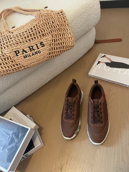 HM Bouncing 35 Sneakers Chocolate Canvas & Suede Goatskin H Orange