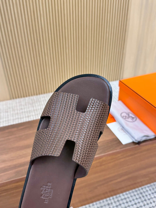 HM Izmir Sandals Coffee Embossed Leather 799283