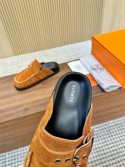 HM 2025 Key Mule Brown Orange Suede 294346