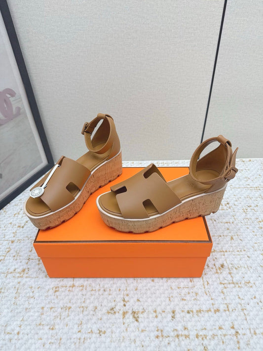 HM Luce 30 Sandal 65mm Brown Cowhide Cork 477969