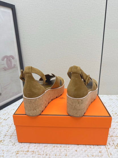 HM Luce 30 Sandal 65mm Amber Earth Suede Cork 477970