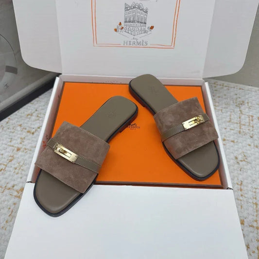 HM 26ss Oasis Sandals Brown Suede Cowhide 625146